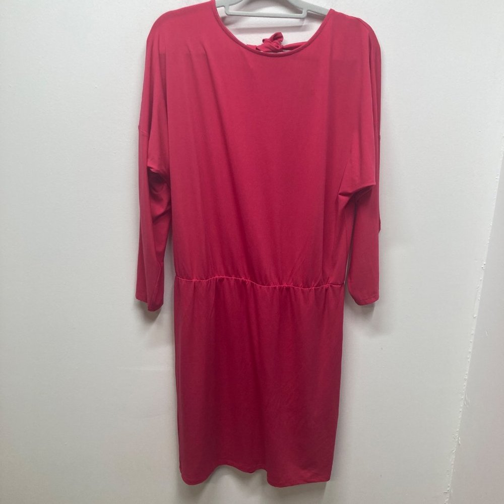 Eloquii pink long sleeve tie back dress 14